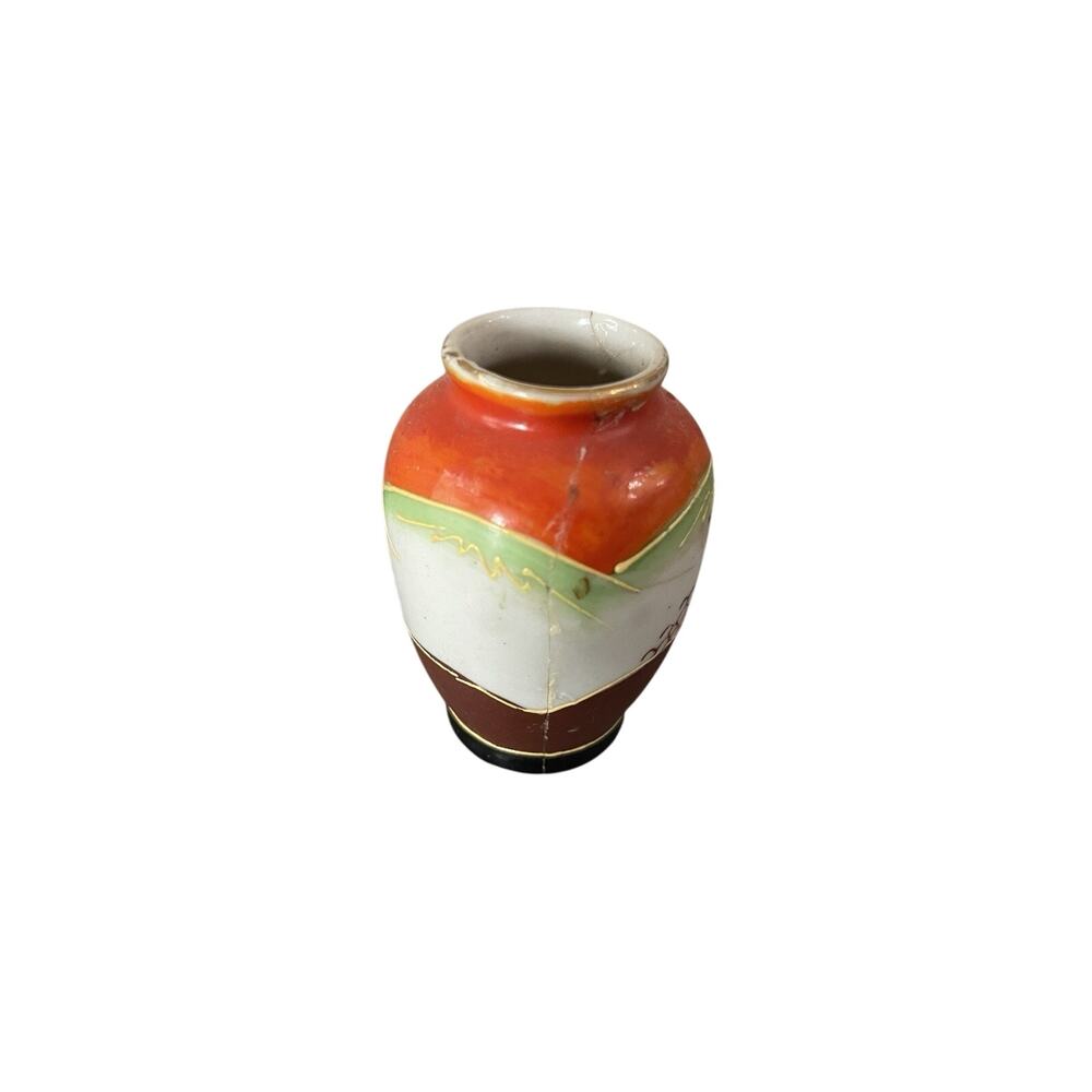 Vintage Occupied Japan Moriage Miniature Vase Samurai Warrior Figural 4” - Picture 5 of 8